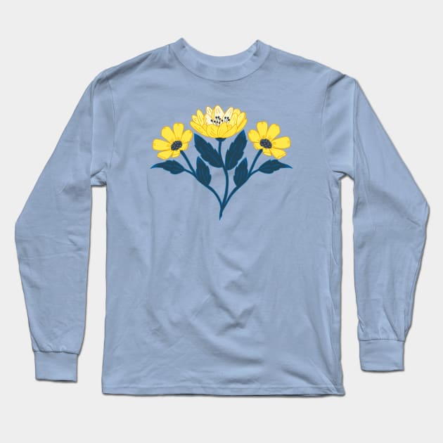 Yellow wildflower bouquet Long Sleeve T-Shirt by Jennifer Ladd